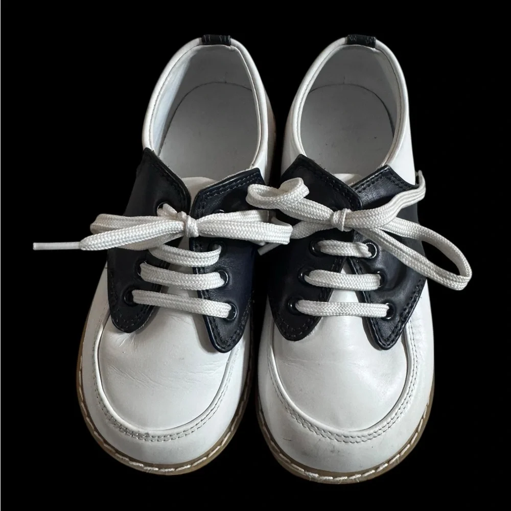 Trimfoot Oxford Black White Saddle Toddler Shoes - Picture 2 of 7